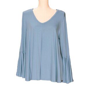 KAREN KANE Swing Top XL V-Neck Blue Gray NWT